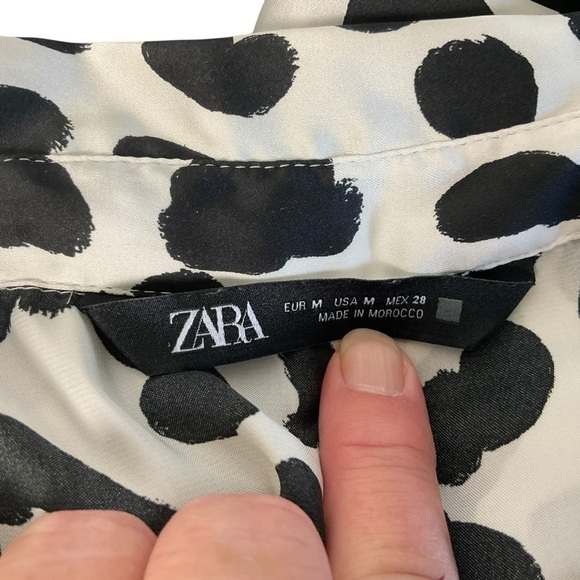 Zara Black and White Button Down Dress Shirt Collar Blouse - Picture 4 of 7